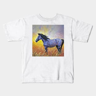 Painting of a blue horse Kids T-Shirt